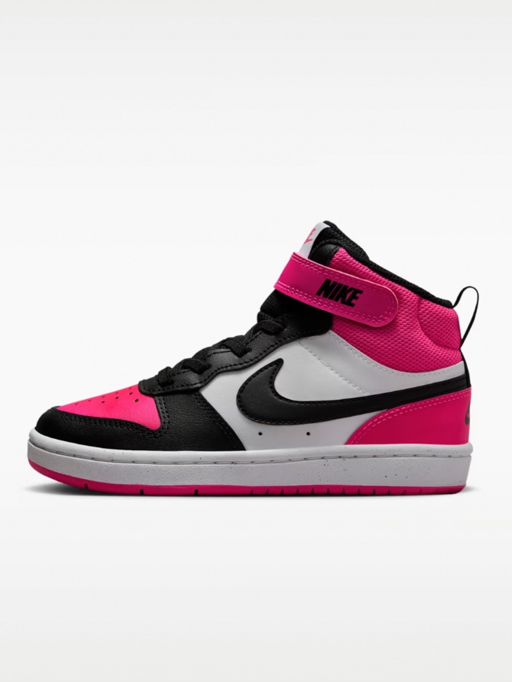 NIKE Court Borough Mid 2 Kids Sneakers Shoes Pink Black White Size 7.5 Toddler